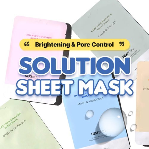 NEXTBEAU [PACK OF 20 Solution Sheet Mask Pack 5types x 4pc Aloe, Niacinamide, Collagen, Hemp seed, Hyaluronic Acid
