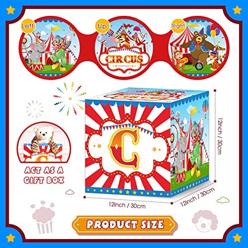 Large Circus Party Decoration Boxes - Carnival Snack Table Props, 12x12 Inches, Set of 6