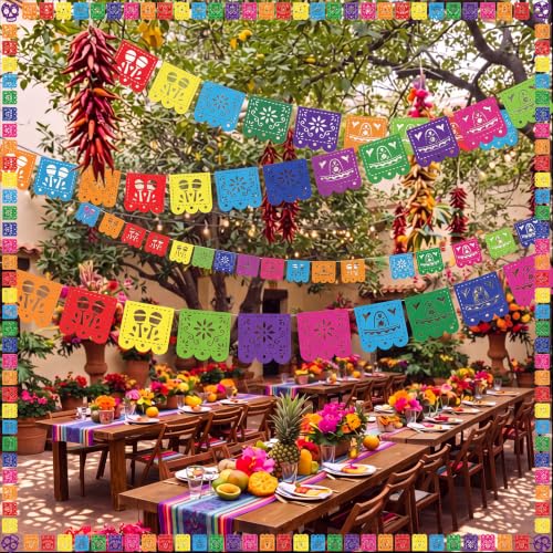 Mini Dia De Los Muertos Papel Picado Banner - 54 Vivid Mexican Party Flags