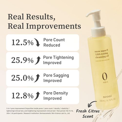 NOONI Korean Cleansing Oil - Snow Aqua 0 LHA Toning Cleansing Oil *2ea | Makeup Blackhead Remover, Pore Control, Glass Skin, Help Control Sebum, Revitalizing, Preppy Stuff, 6.76 Fl Oz x 2