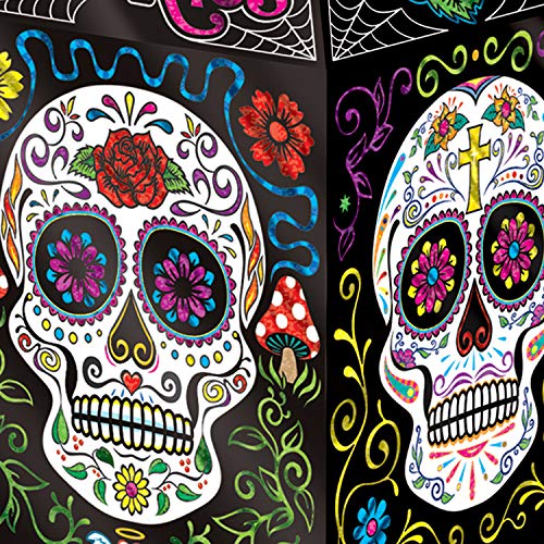 Set of 6 Day of the Dead Paper Lanterns - Sugar Skull Halloween Decor