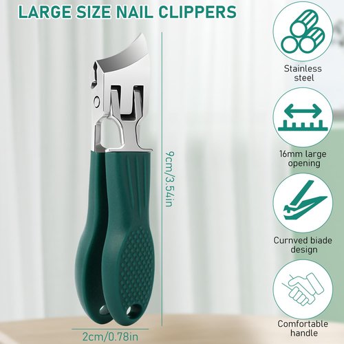 Eagle Beak Beveled Nail Clippers,Wide Jaw Opening Anti-Splash Slanted Nail Clipper,Long Handle Wide Jaw Opening Anti-Splash Slanted Nail Clipper,Edge Nail Clippers 3-Piece Set for Women and Men