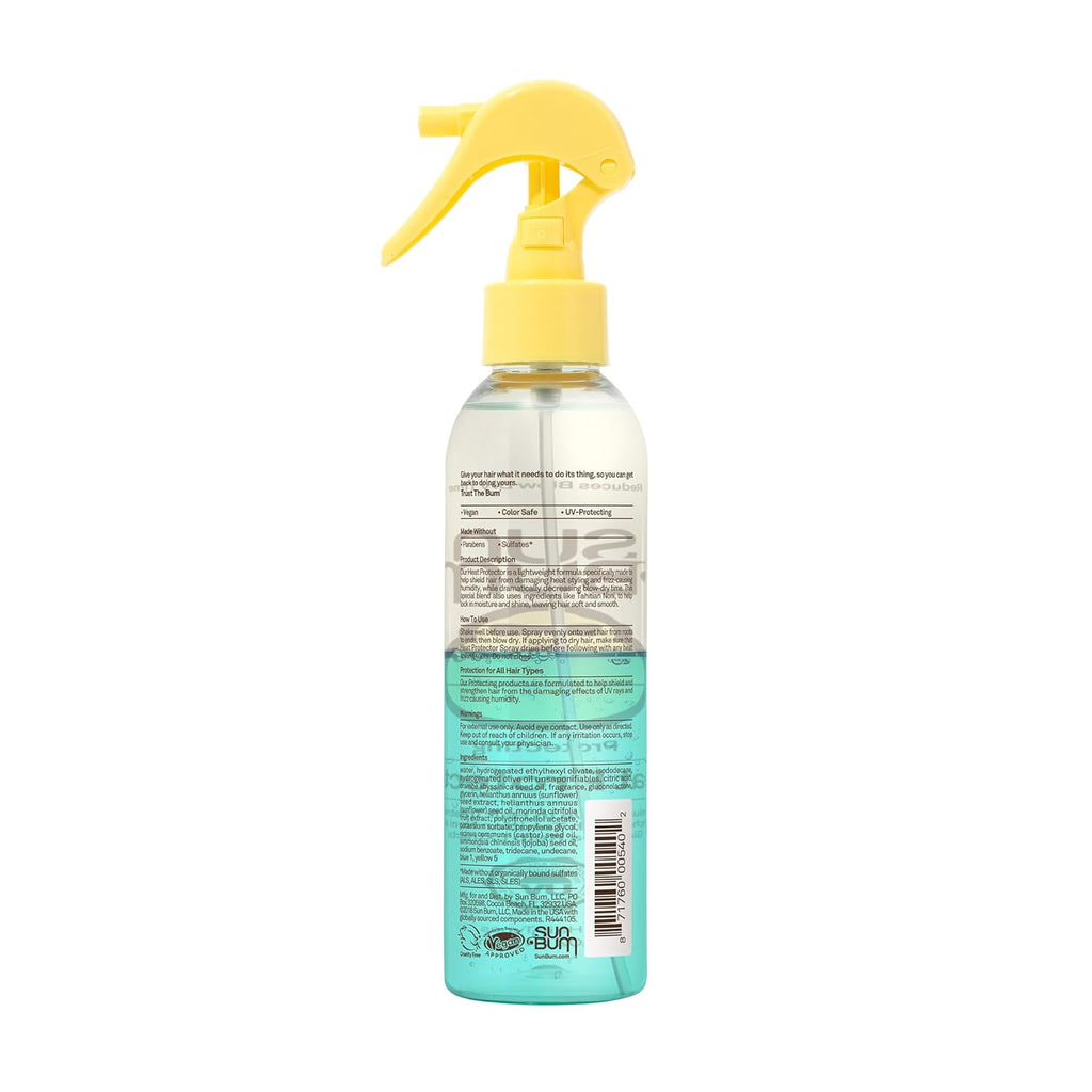 Sun Bum Heat Protector Spray - Leave-In Treatment for Frizz Control & UV Protection - 6 oz