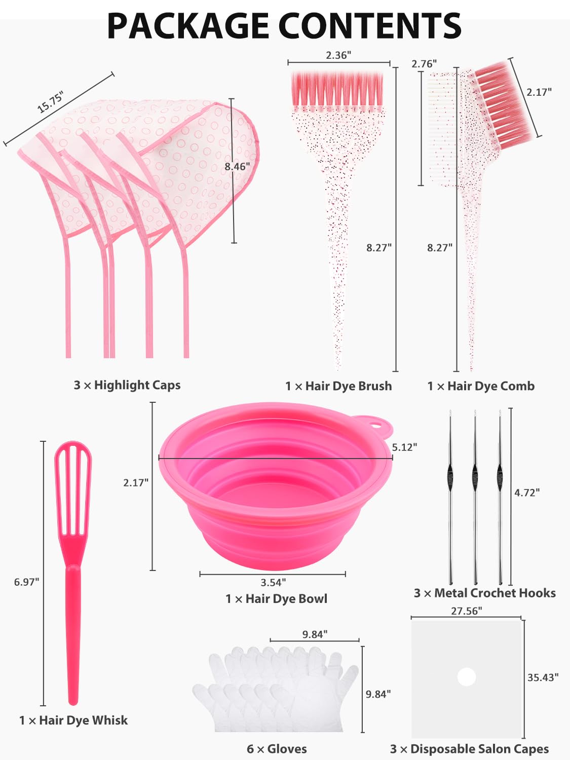 YOOVR 19PCS Hair Bleach Highlighting Kit - Complete Set with Brush, Bowl, Gloves & Frosting Cap for Home Use