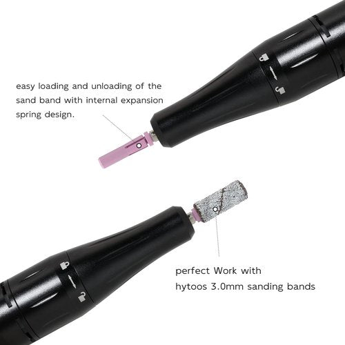 HYTOOS 3.1mm Pink Small Mandrel Bit, Professional Stainless Steel Mini Mandrel Bit for Small Sanding Band Files, Manicure Art Electric Drill File Tool