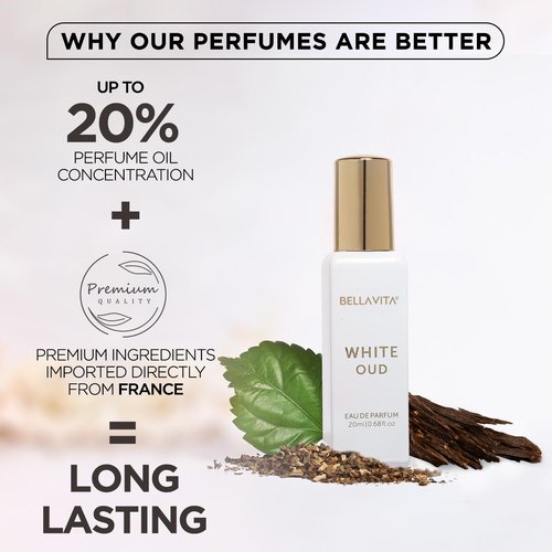 Bellavita Luxury White Oud Eau de Parfum - Travel Size 20 ml | Long Lasting Unisex Fragrance with Fruity and Tobacco Notes