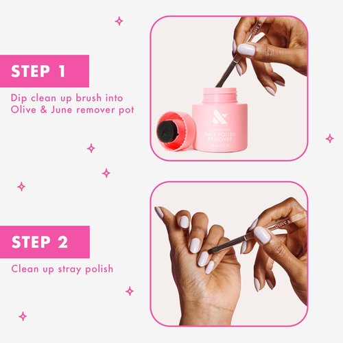 Olive & June Clean Up Brush - Achieve Flawless At-Home Manicures | Rounded Flexible Tip | Vegan Bristles