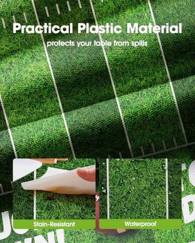 Football Plastic Tablecloth 54x108 Inch - Disposables for Rectangle Tables - 8 Pack