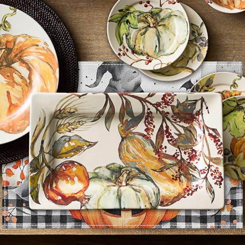 Halloween Ghost and Bat Placemats Set of 4 - 12x18 Inch Fall Table Decor