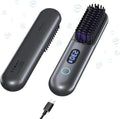 Skiennix Cordless Hair Straightener Brush - Portable Comb with 9600mAh Battery, Plasma Tech, 9 Temp Settings | Grey