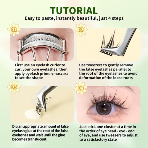 Lash Extension Kit LC Curl DIY Eyelash Extension With Thin Lash Band Natural Look Faux Lash Clusters With Bottom Lashes, 10-12mm Individual False Lashes for Self Use
