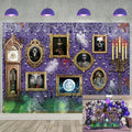 Halloween Haunted House Frame Backdrop 8x6FT Purple Spooky Ghost Spider Halloween Photo Prop