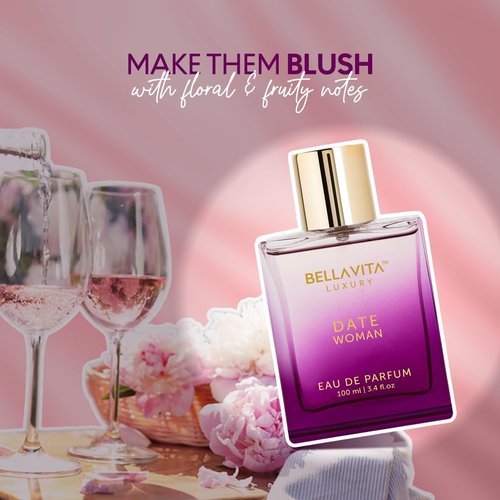 Bellavita Luxury DATE Eau de Parfum - 100 ml | Floral Women's Perfume with Pink Pepper, Jasmine & Moss Notes