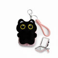 Jekvill Black Cat Keychain Compact Mirror1X/3X Magnifying Mirror Travel Essentials Mirrors Double Sided Foldable Bag Charms Backpack Keychains Handbag Charms Gifts for Women Pink