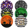 Umigy 120 Pack Halloween Paper Plates 7 Inch Pumpkin & Spider Web Design - Classic Color Variation