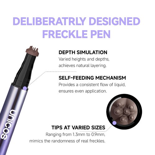 Unicos Freckle Stamp - 2-in-1 Freckle Pen with Blush | Quick-Drying, Waterproof, Natural Makeup - Sunkiss