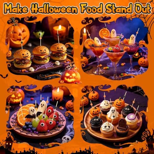 Halloween Cocktail Picks Black & Orange Beaded Toothpicks - Spooky Party Decor