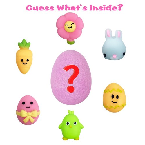 Jofan 6 Pack Easter Bubble Bath Bombs with Easter Squishy Toys Inside for Kids Girls Boys Easter Basket Stuffers Gifts