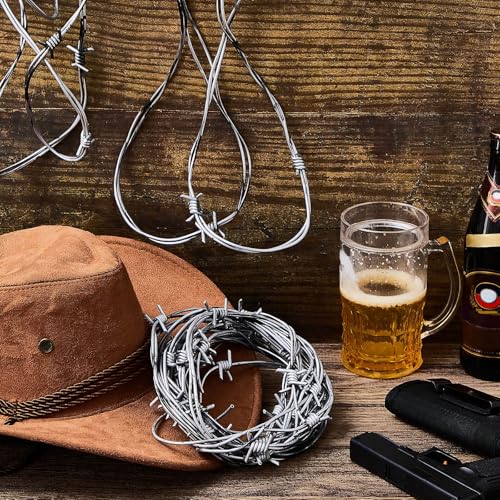 Silver Faux Barbed Wire Rope - 8 Pieces, 32.8 Feet Total for Decor & Crafts (Variation of Silver / 8)