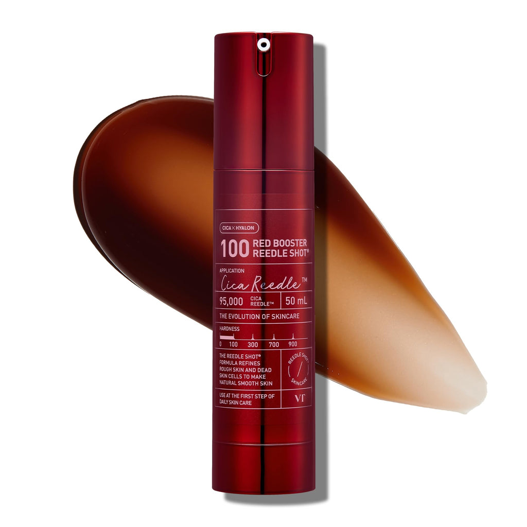 VT COSMETICS Red Booster Reedle Shot 100 Serum with Dragon’s Blood Extract & Exosome Microneedling Formula, Korean Skincare, 1.69 fl oz(50ml)