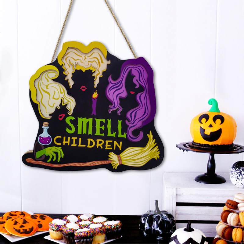 Halloween Door Decorations B - Wooden Pumpkin & Ghost Hanging Sign for Front Door & Wall
