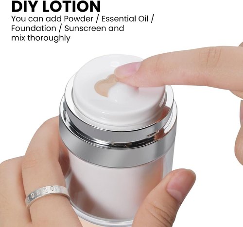 Airless Cosmetic Jar - Refillable Travel Makeup Container for Foundation & Creams | Leak-Proof Design | 1.7 oz