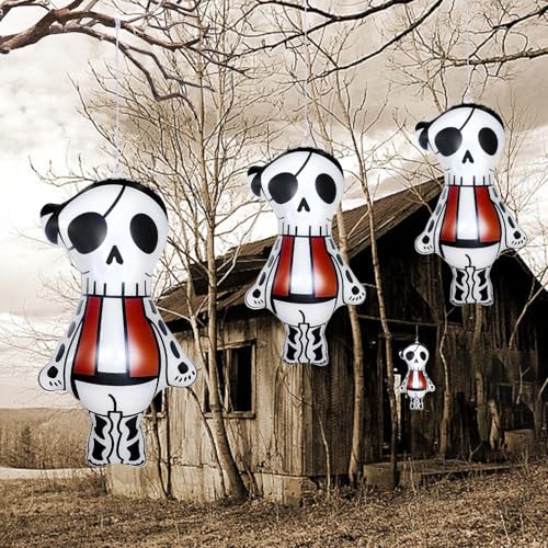 Inflatable Ghost Halloween Decoration - White Skull Variant