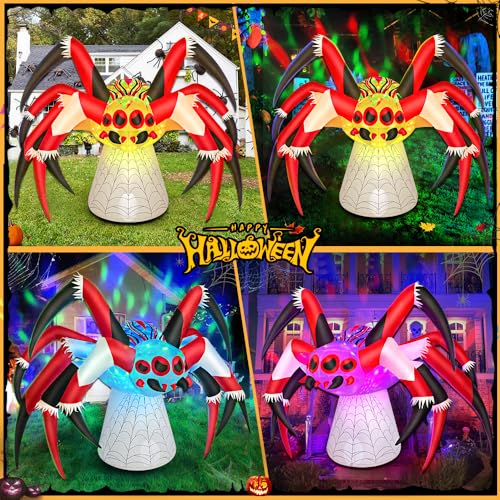 6FT Halloween Inflatable Spider Decoration with LED Lights Outdoor Yard Decor