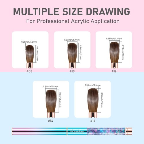 100% Kolinsky Acrylic Nail Brush- Size 08 Professional Nail Brush for Acrylic Application Acrylic Powder Brush for Nail Art DIY Home Salon Nail Manicure (Blue)