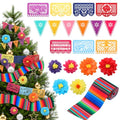 Mexican Christmas Tree Decorations Set with Banners Flores Papel Picado
