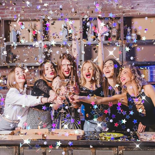Silver Glitter Star Confetti with Diamonds - 3000 Pieces, Party Table Decor