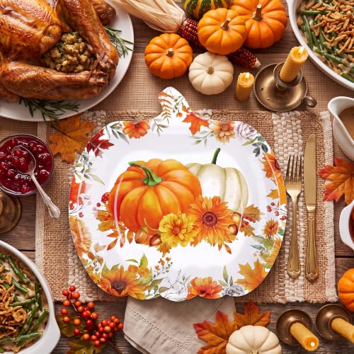 Kochorie 100-Pack 9-Inch Pumpkin-Shaped Thanksgiving Plates - Bulk Fall Tableware