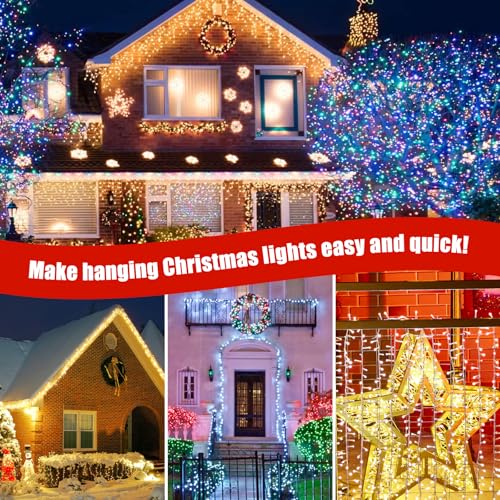 Outdoor Christmas Light Clips 60 Pack - Metal Gutter Hooks for Holiday Decor