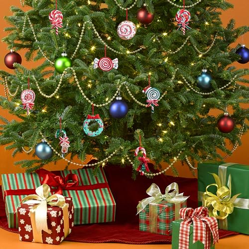 Christmas Lollipop Ornaments Set - 9 Polymer Clay Candy Decorations for Tree & Holiday Decor
