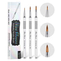 Shine Chance 3Pcs 3D Nail Brushes Set Size 2 4 5, Kolinsky Hair Acrylic Flower Nail Art Brush, Art Design & Polish Mistake Cleaning Manicure Tools for Women Acrylic Application, Silver