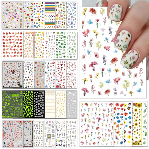 Holiday & Seasonal Nail Stickers Set - 36 Sheets Varied Designs for Nails