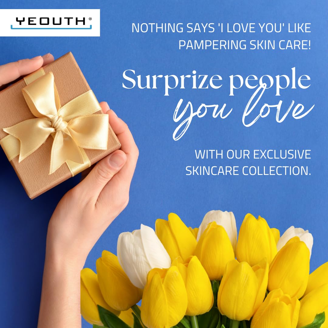 YEOUTH Valentine's Day Skin Care Set - Hydrating Hyaluronic Acid Serum, Vitamin C Toner & Moisturizer | 3-Piece Facial Gift Set