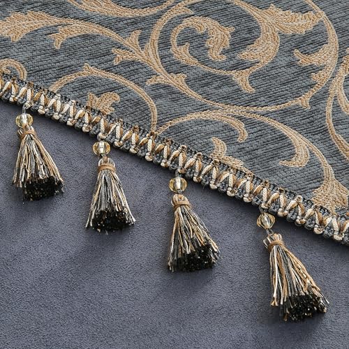 Chenille Damask Table Runner 72 Inch Blue-Grey & Khaki Variation of THIS listing