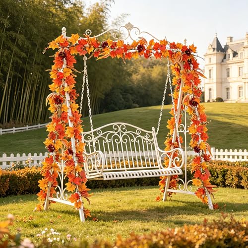 Yellow Pumpkin Fall Garland 2PCS for Autumn Thanksgiving Home Decor