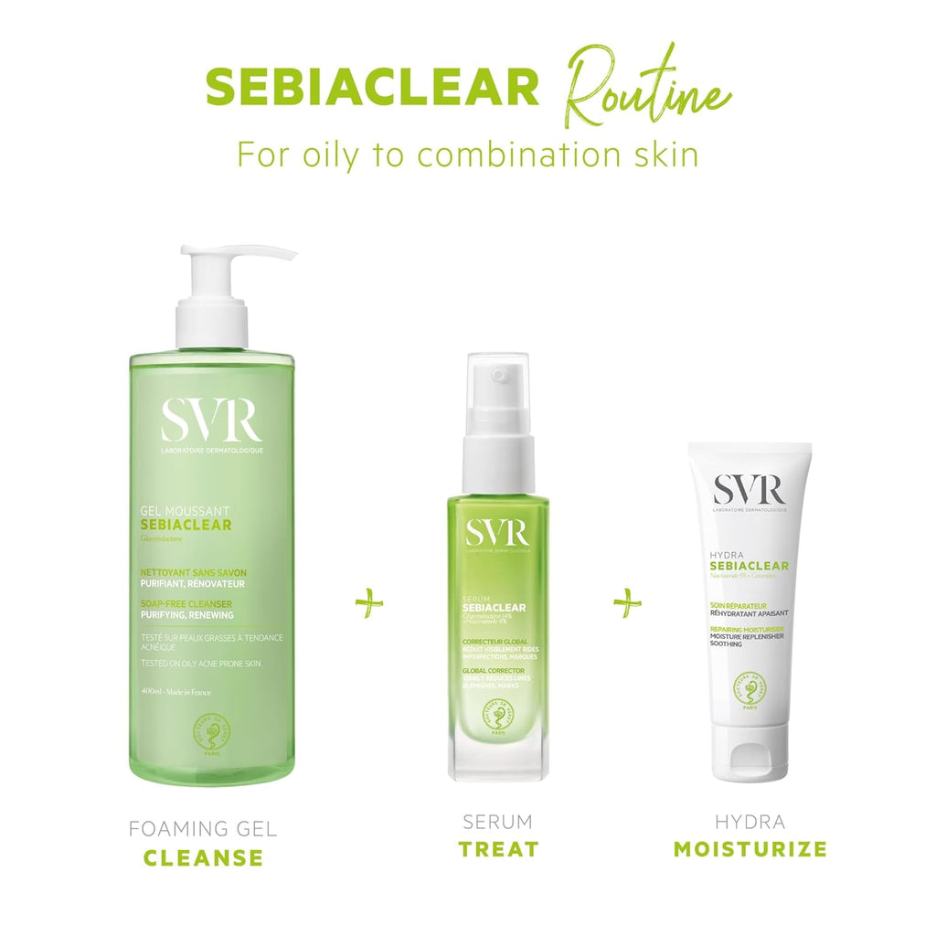 SVR Sebiaclear Cleansing Gel - Purifying Formula for Oily Skin - 400ml (13.53 Fl Oz)