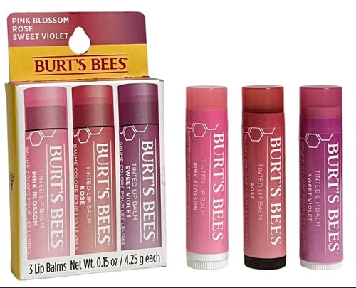 Burt's Bees Tinted Lip Balm - Moisturizing Color & Shine | 3 Count Pack