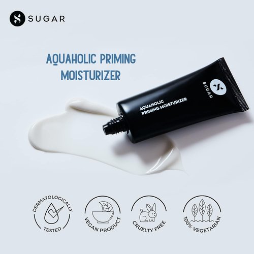 SUGAR Cosmetics Aquaholic 2-in-1 Priming Moisturizer - Lightweight, Non-Greasy Formula | 30 ml, White