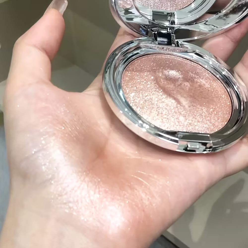 White Moonlight Highlighter - Waterproof Diamond Glow Shimmer for Face & Body | Icy Metallic Finish, Long-Lasting Radiance