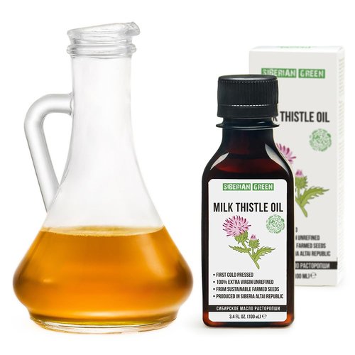 Siberian Milk Thistle Oil | 100% Natural Extra Virgin Cold Pressed 100 ml / 3.4 fl oz | Unrefined Raw