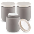 16.9oz/500g Plastic Containers Empty Cosmetic Jars Large Makeup Sample Storage Pot with Lid & Inner Liner for Lotion Cream Ointments DIY Makeup Travel - 3 Pcs-Grey