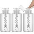 Layhit 3 Pcs 10 oz Alcohol Pump Dispenser Bottle Alcohol Push Down Liquid Dispenser Empty Pumping Bottle Refillable Cosmetic Container for Personal, Salon, Nail Care, Hospital Use (Gray)