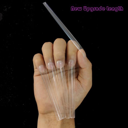 HWHUNO 5XL Extra Long Tapered Square Full Cover Nail Tips No Curved,3.9" Straight Salon Home DIY Professional,240Pcs(12Size)