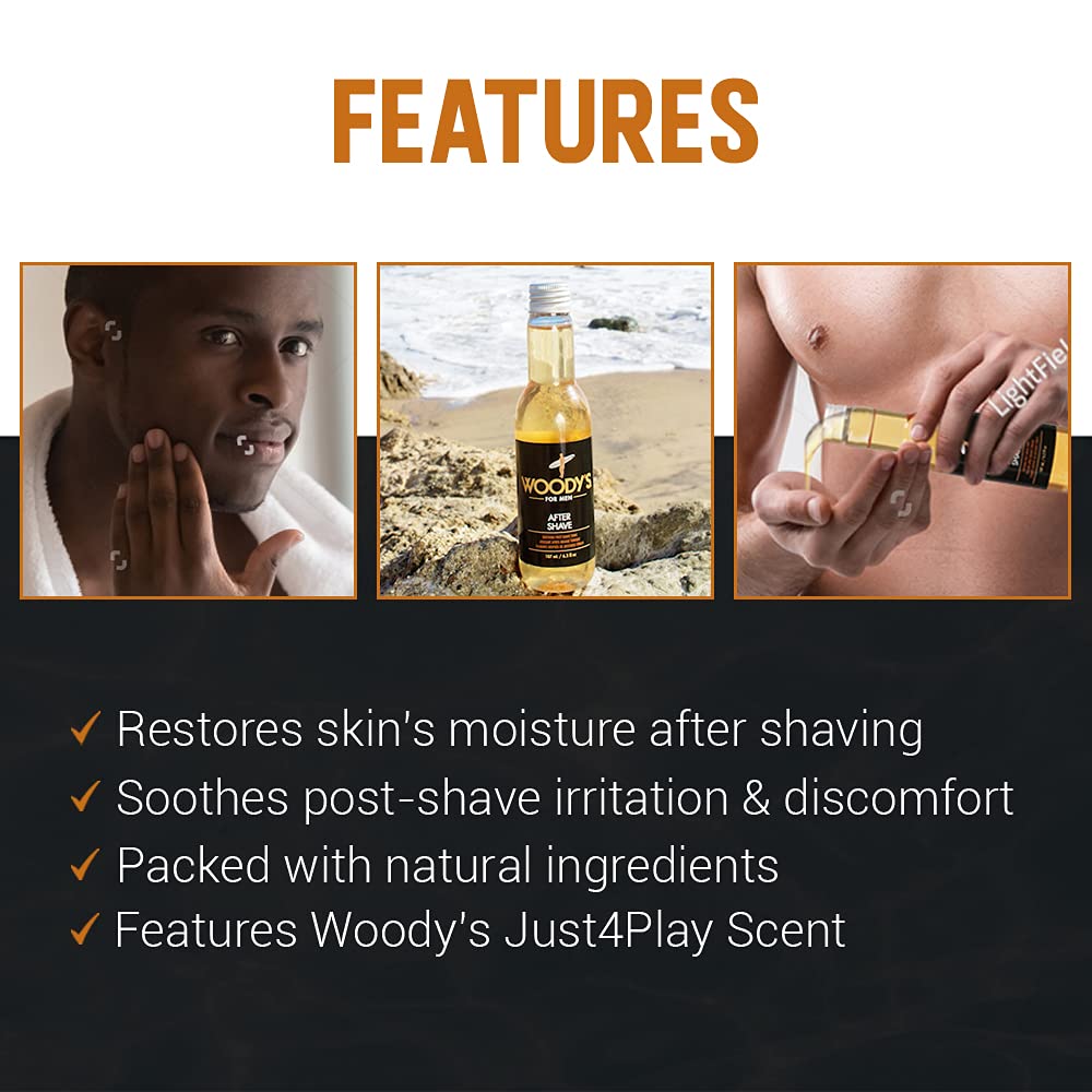 Woody's Aftershave Tonic for Men - Soothing Formula with Aloe Vera & Chamomile, 6.3 fl oz