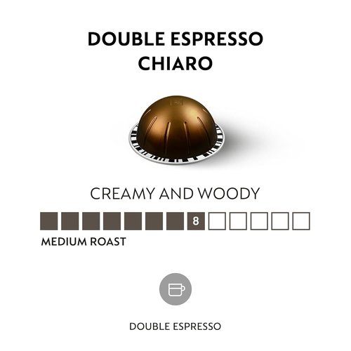 Nespresso Vertuo Double Espresso Chiaro - Medium Roast Coffee Pods | 30-Count, Brews 2.7oz