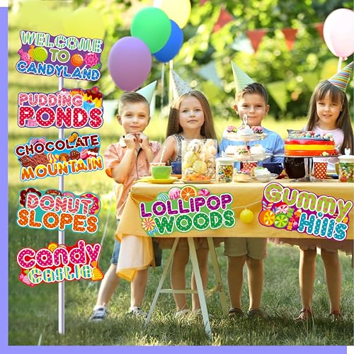 Candyland Party Signs Set - 22 Thick Cardstock Decor for Birthday Halloween Christmas